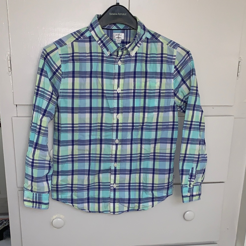 Gymboree Mint, Aqua & Navy Plaid Button-Up